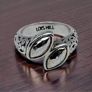 Vintage Lois Hill 925 Sterling Silver Double Marquise Scrollwork Ring 8g Size 7